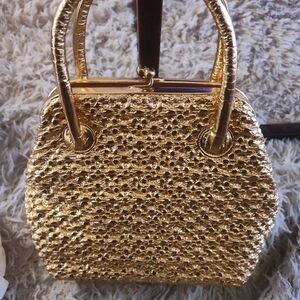 Vintage Morris Moskowitz Elegant Gold Textured Women's Handbag